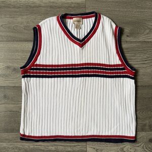 Vintage Crossroads Ribbed Knit V-Neck Sweater Vest - Size Medium